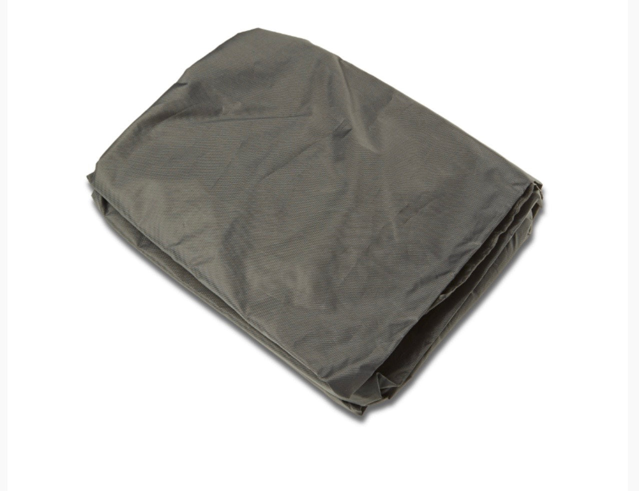 Folded gray tarp on a white background