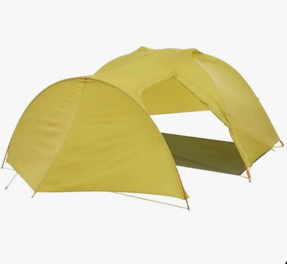Yellow camping tent on a white background