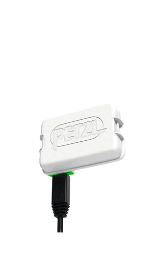 White electronic device with a brand logo on a white background