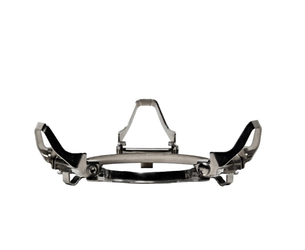 Metallic grill pan on a white background