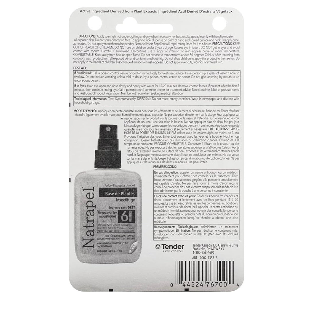 Back label of a product with text and branding on a white background