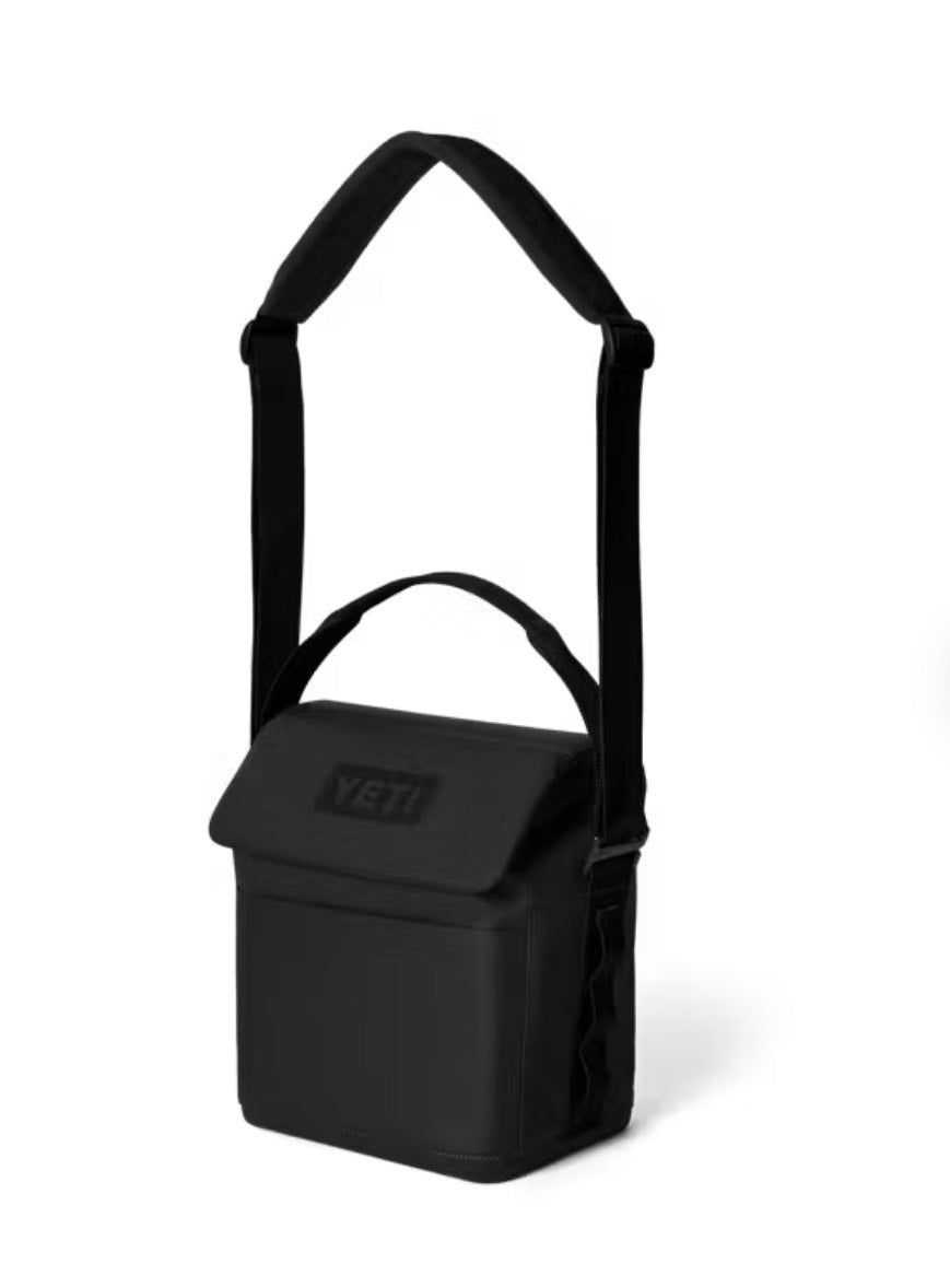Black bag with a handle on a white background