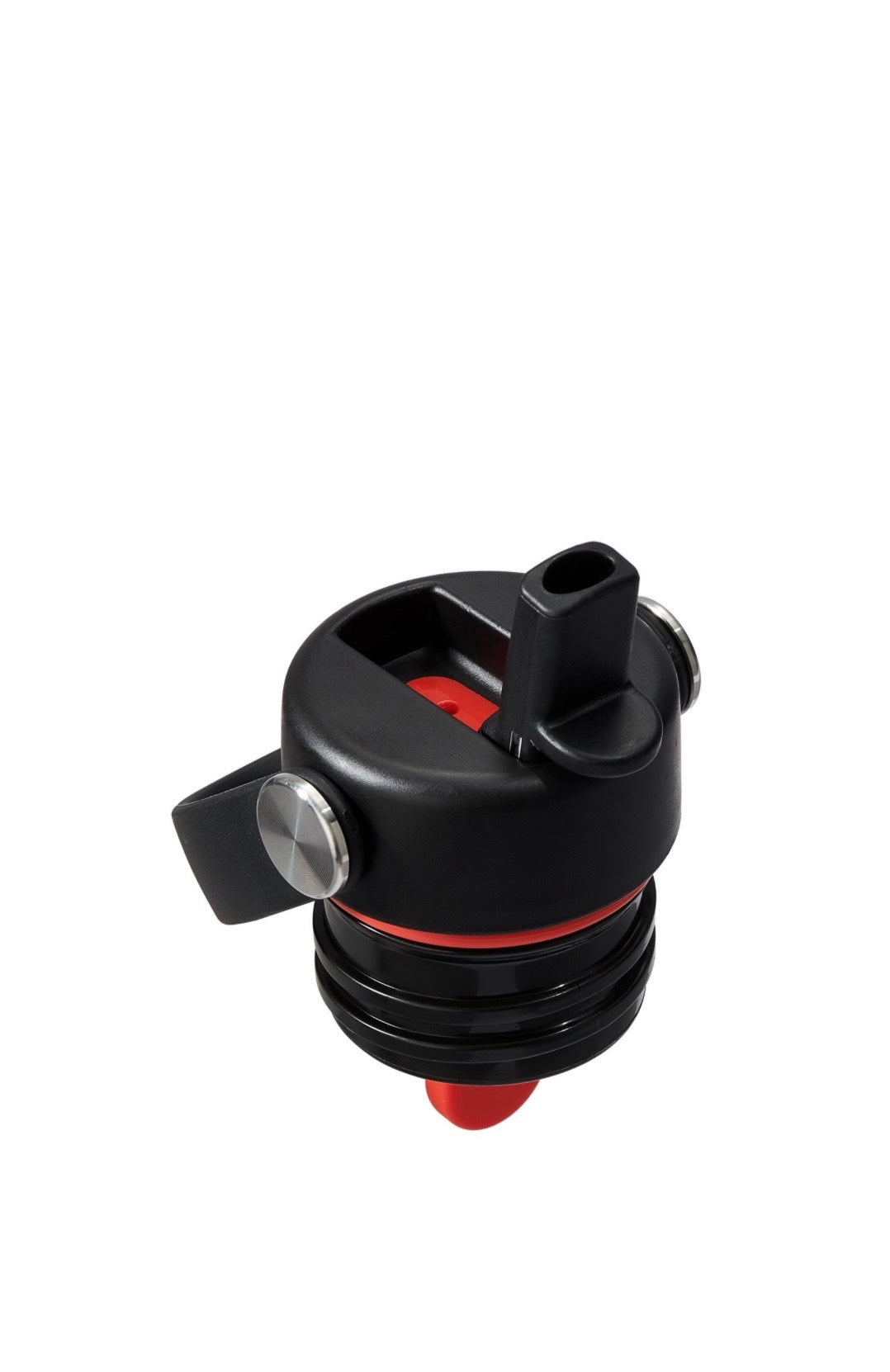 Black and red water bottle holder on a white background
