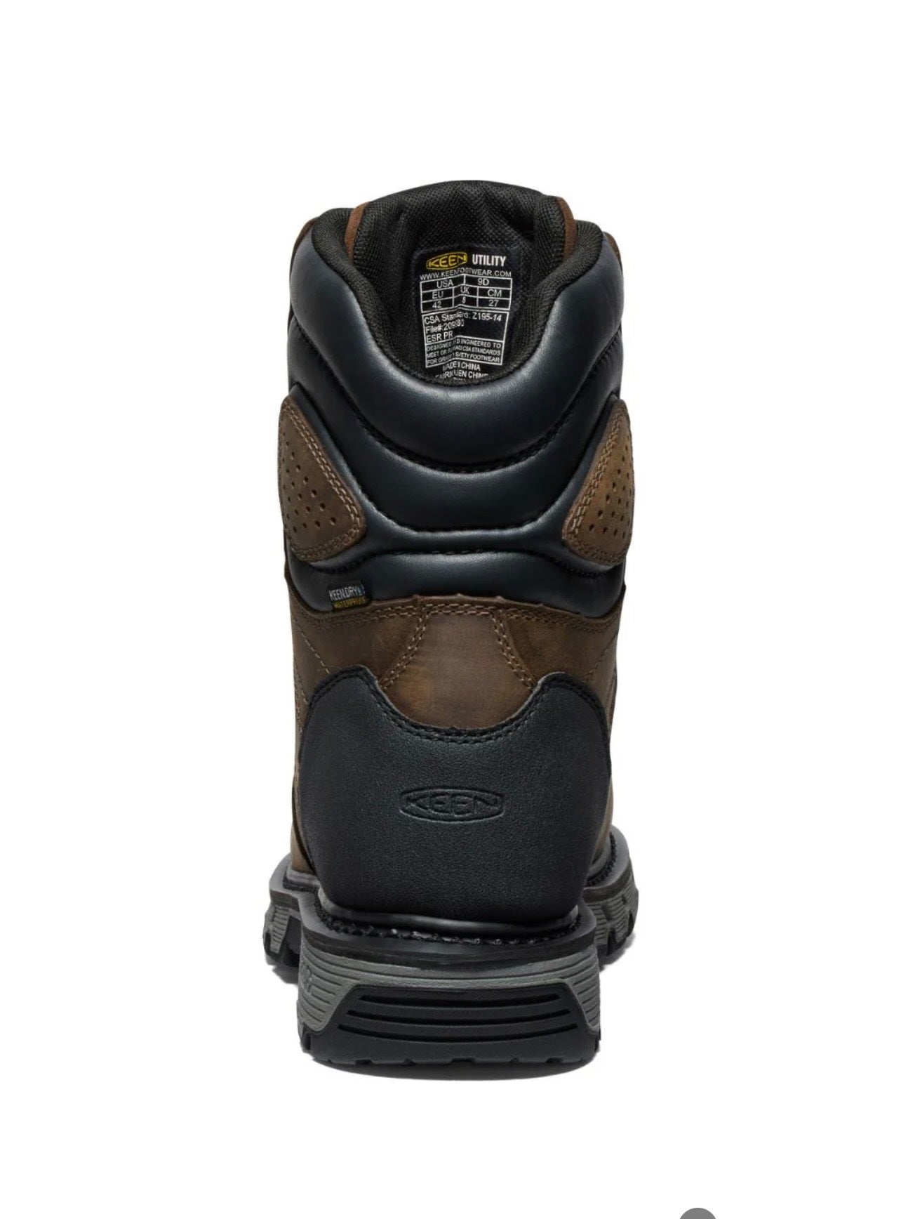 Black and brown work boot on a white background