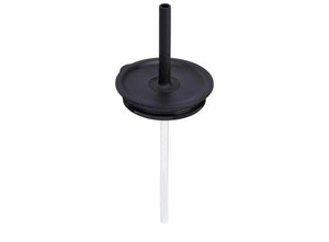 Black lid with a straw on a white background