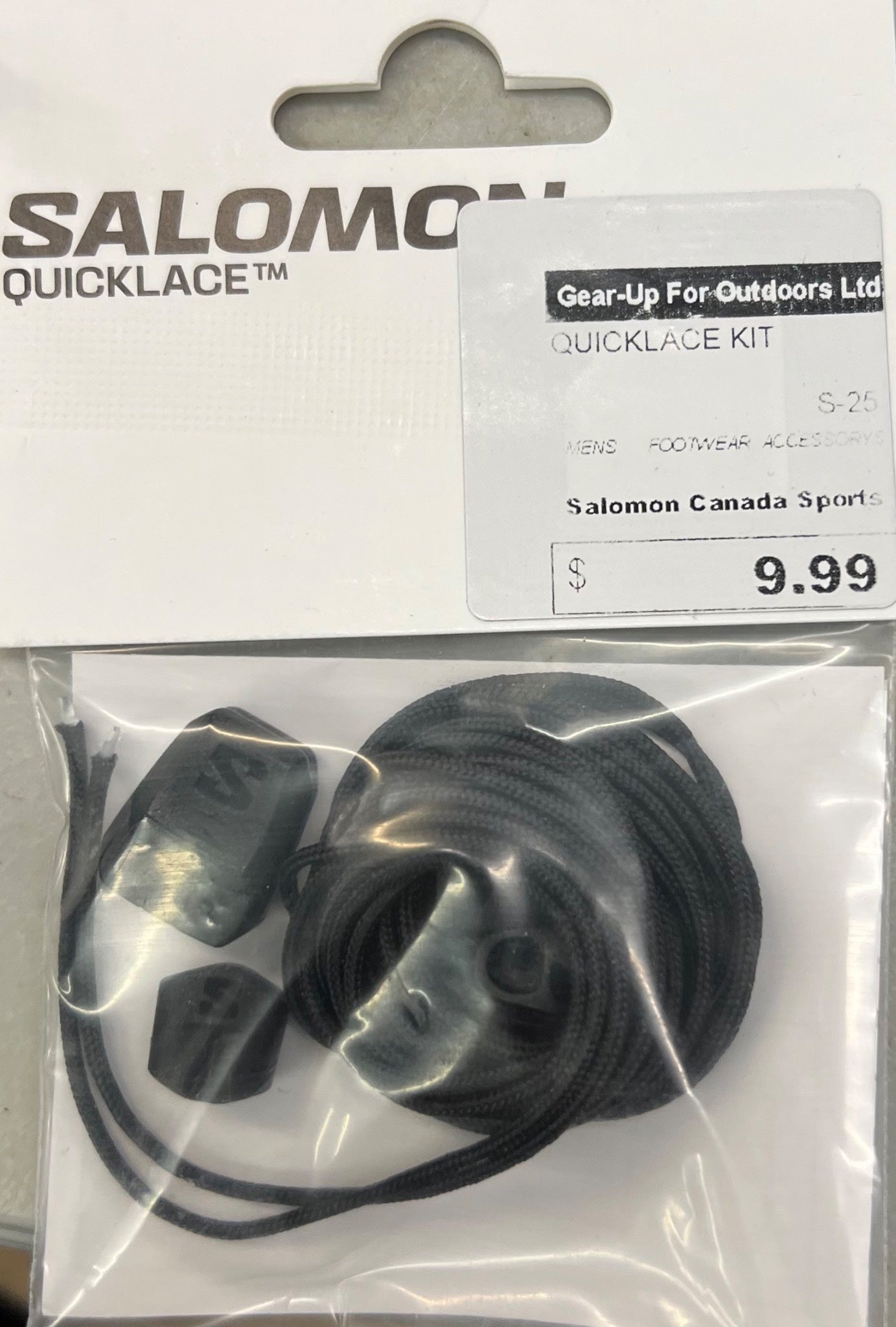 Salomon Quicklace kit packaging with price tag on a white background