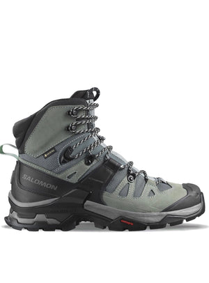 Gray hiking boot with visible brand logo on a white background