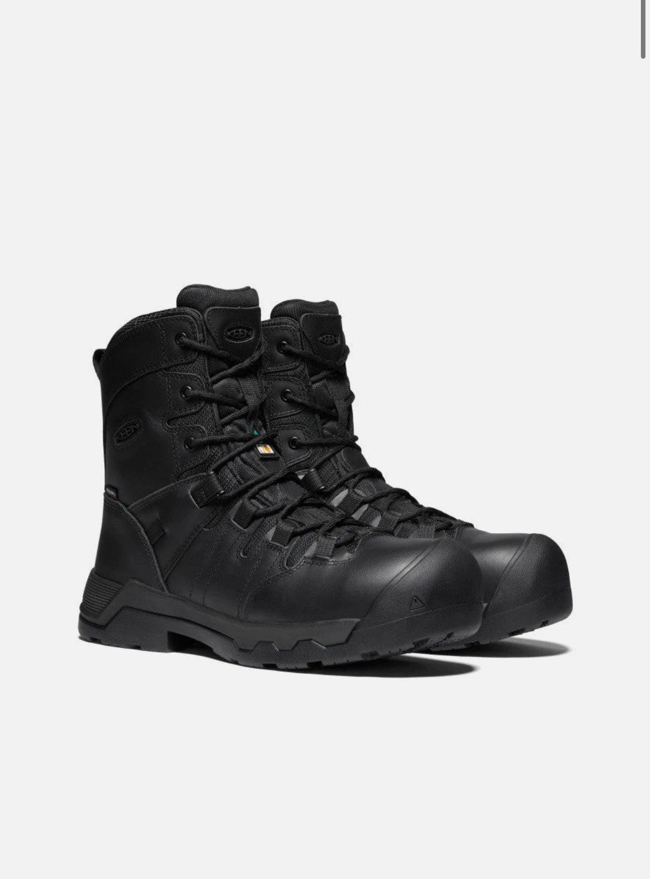 Black tactical boots on a white background