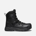 Black high-top boot on a white background