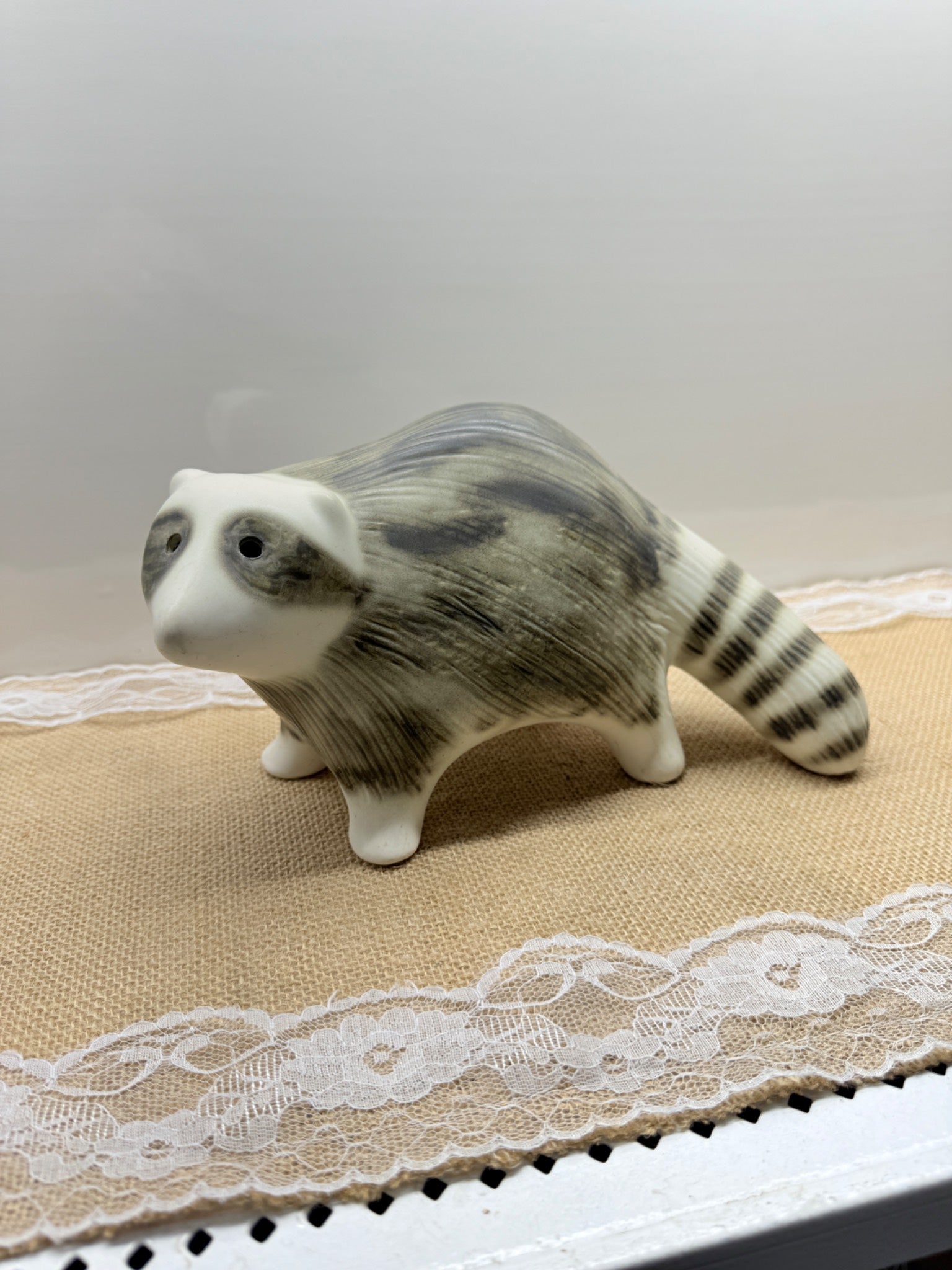 Strawberry Hill Ceramic Raccoon Figurine