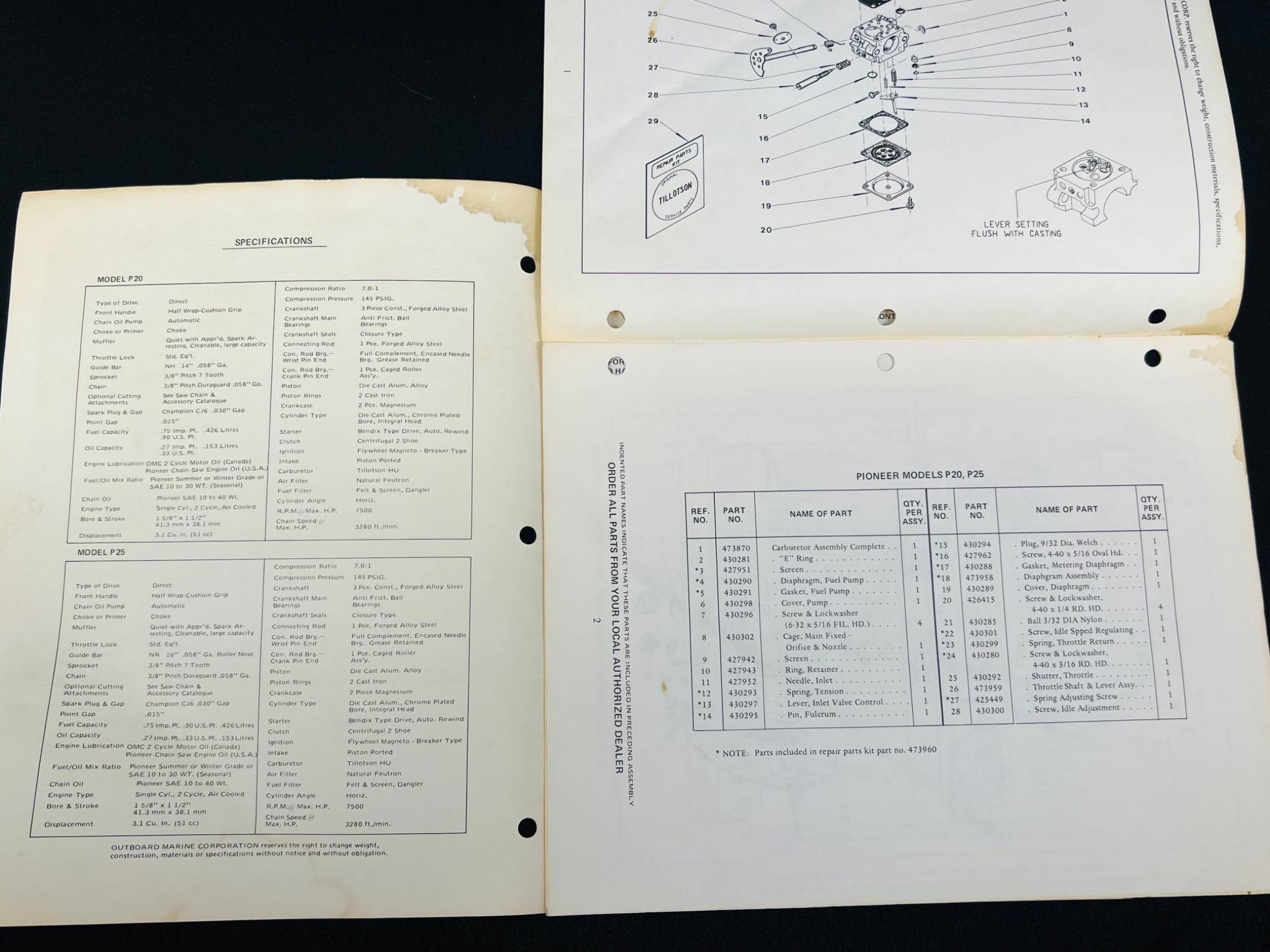 Pioneer Chainsaw Manuals P20-P25 Models