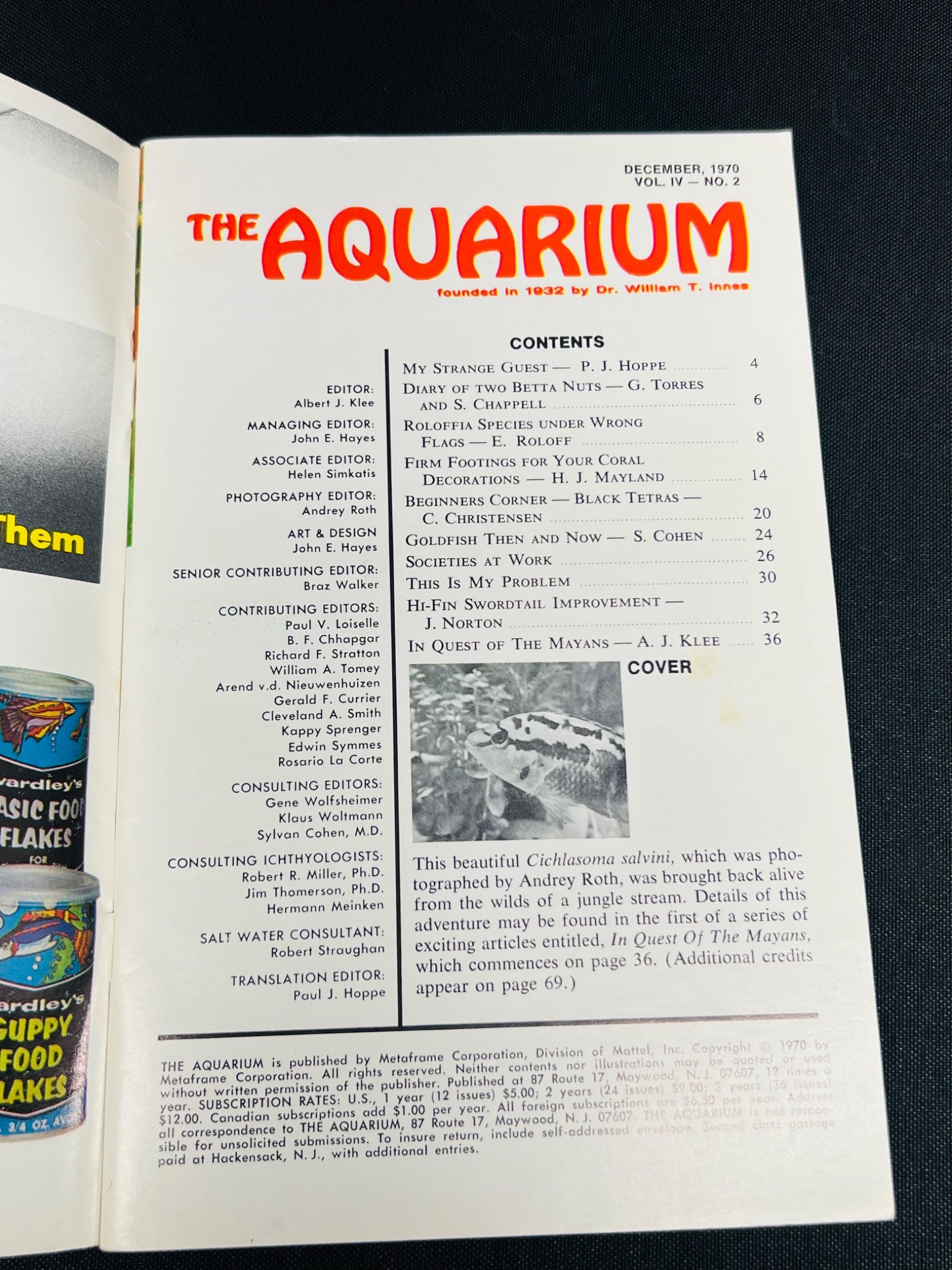 December 1972 Issue of The Aquarium Magazine