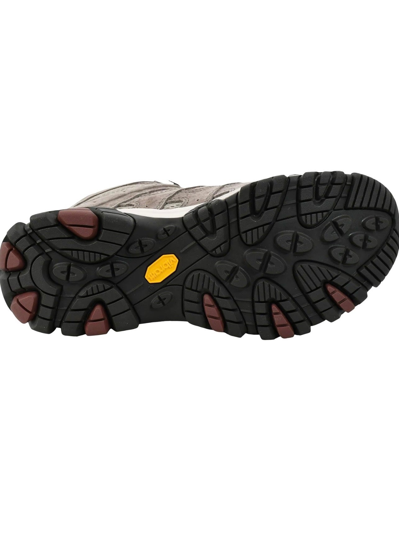 Close-up of a hiking shoe sole with a white background