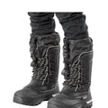 Black winter boots with high laces on a white background