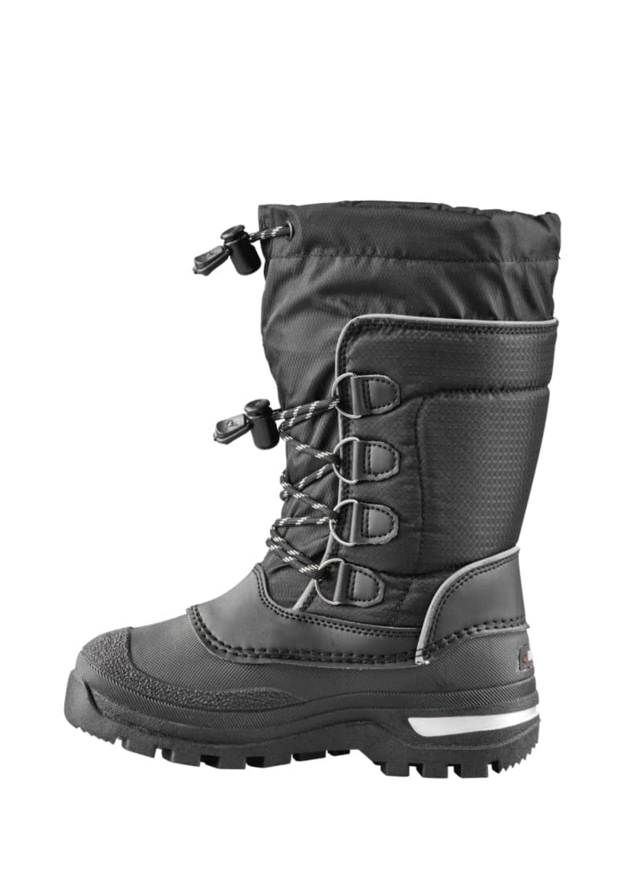 Gray winter boot with lace-up design on a white background