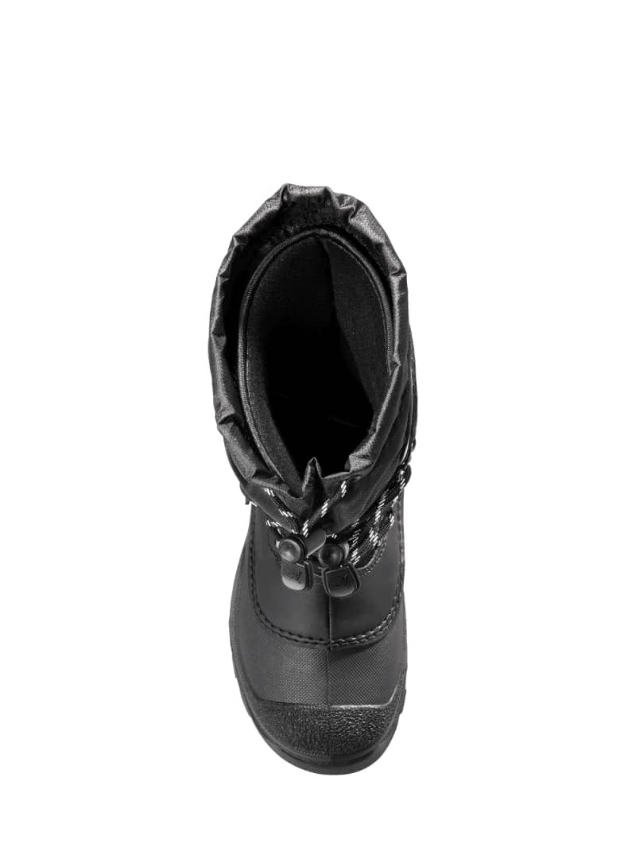Black boot with decorative elements on a white background