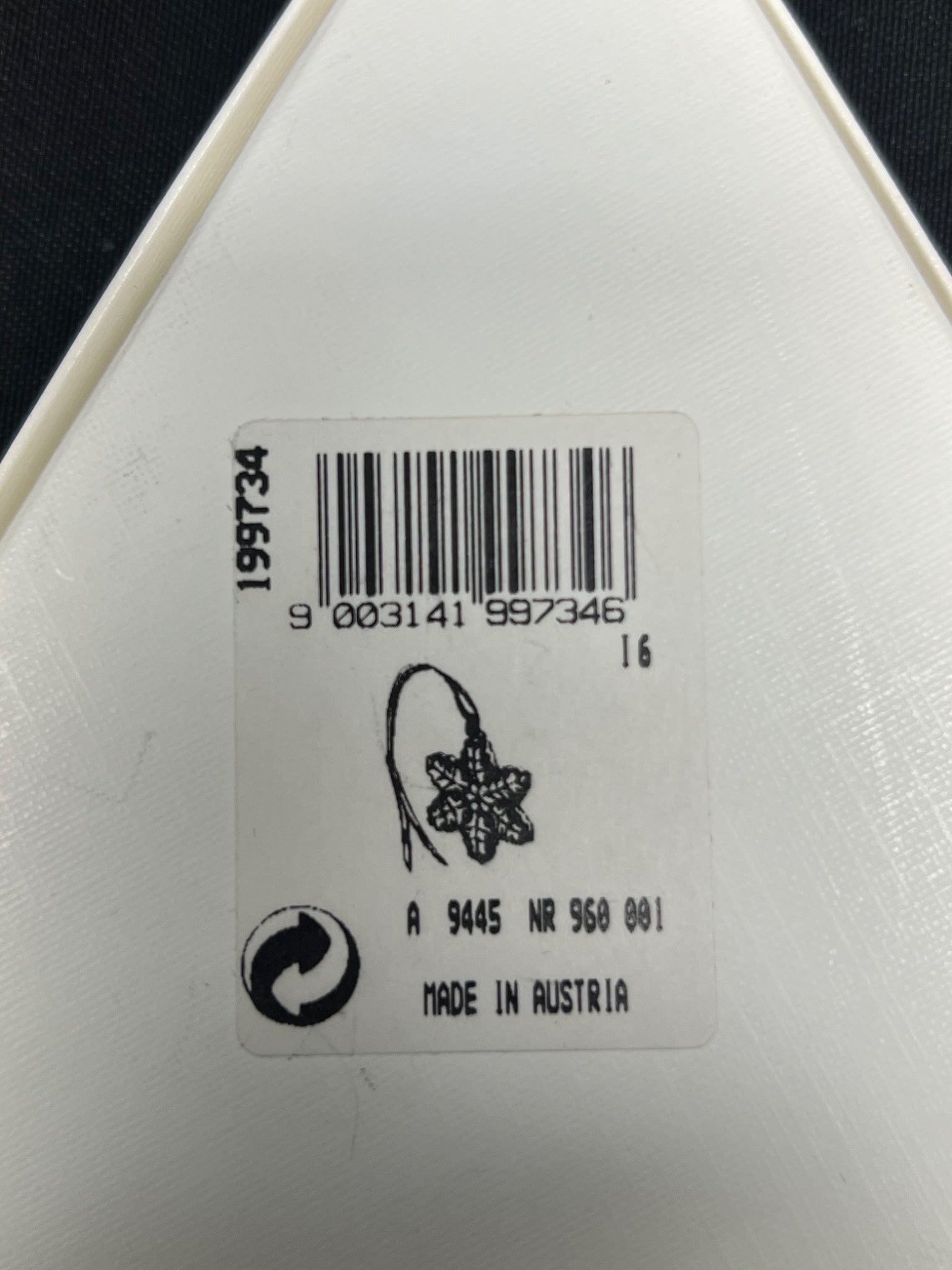 Bar code and product information label on a white surface