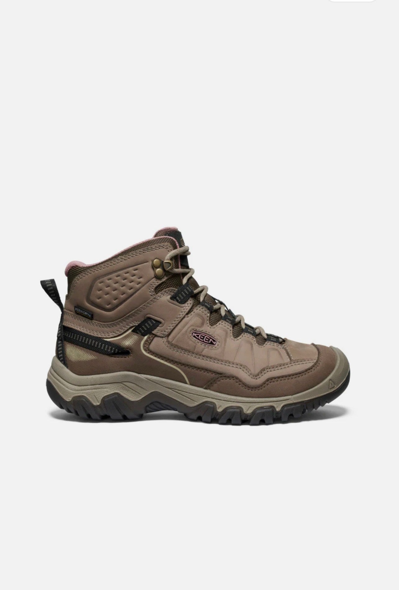 Brown hiking boot on a white background