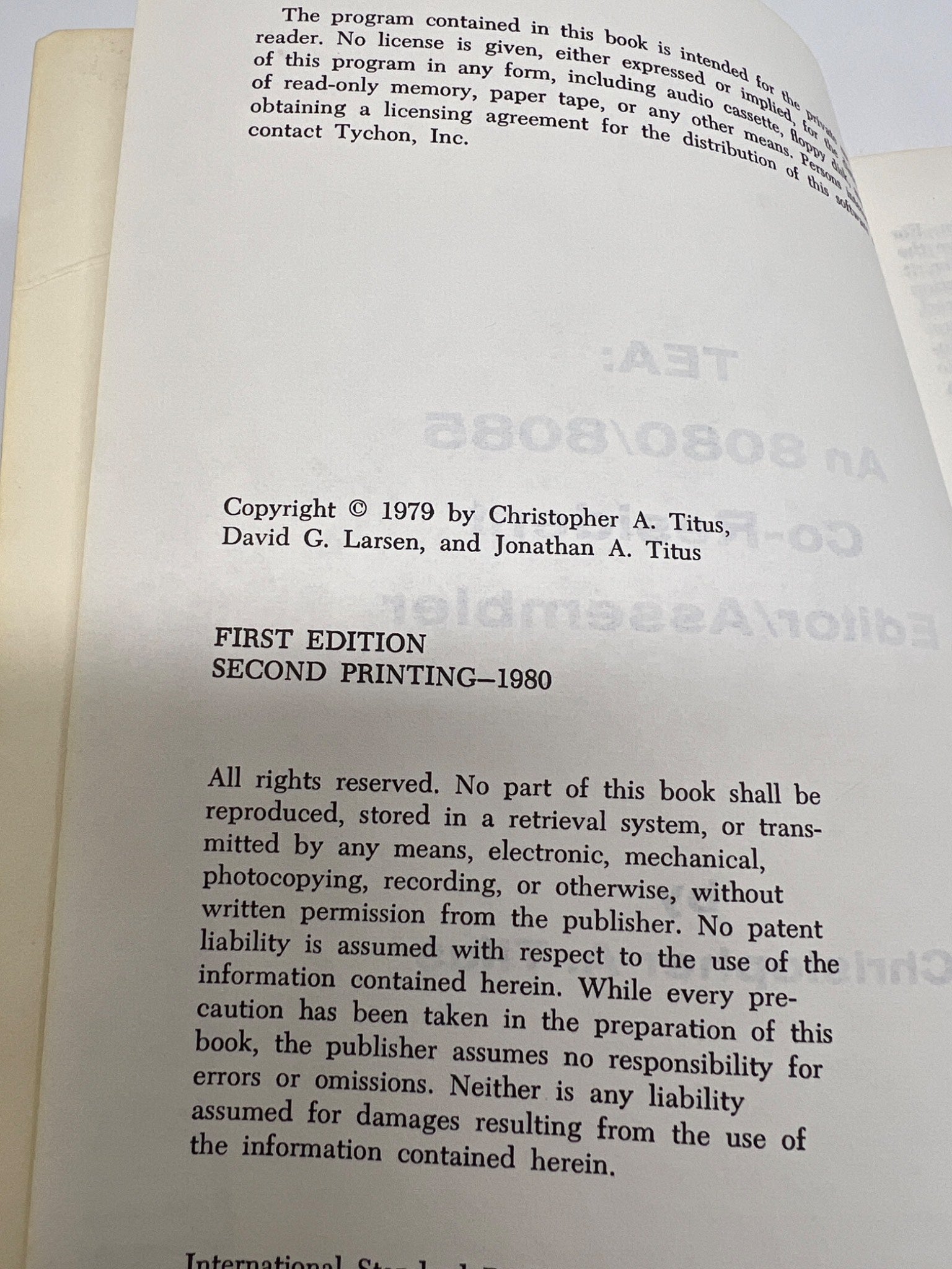 TEA: 8080/8085 Co-Resident Editor Assembler (1980 Blacksburg Series)