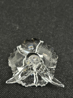 Silver insect-shaped brooch on a textured black background