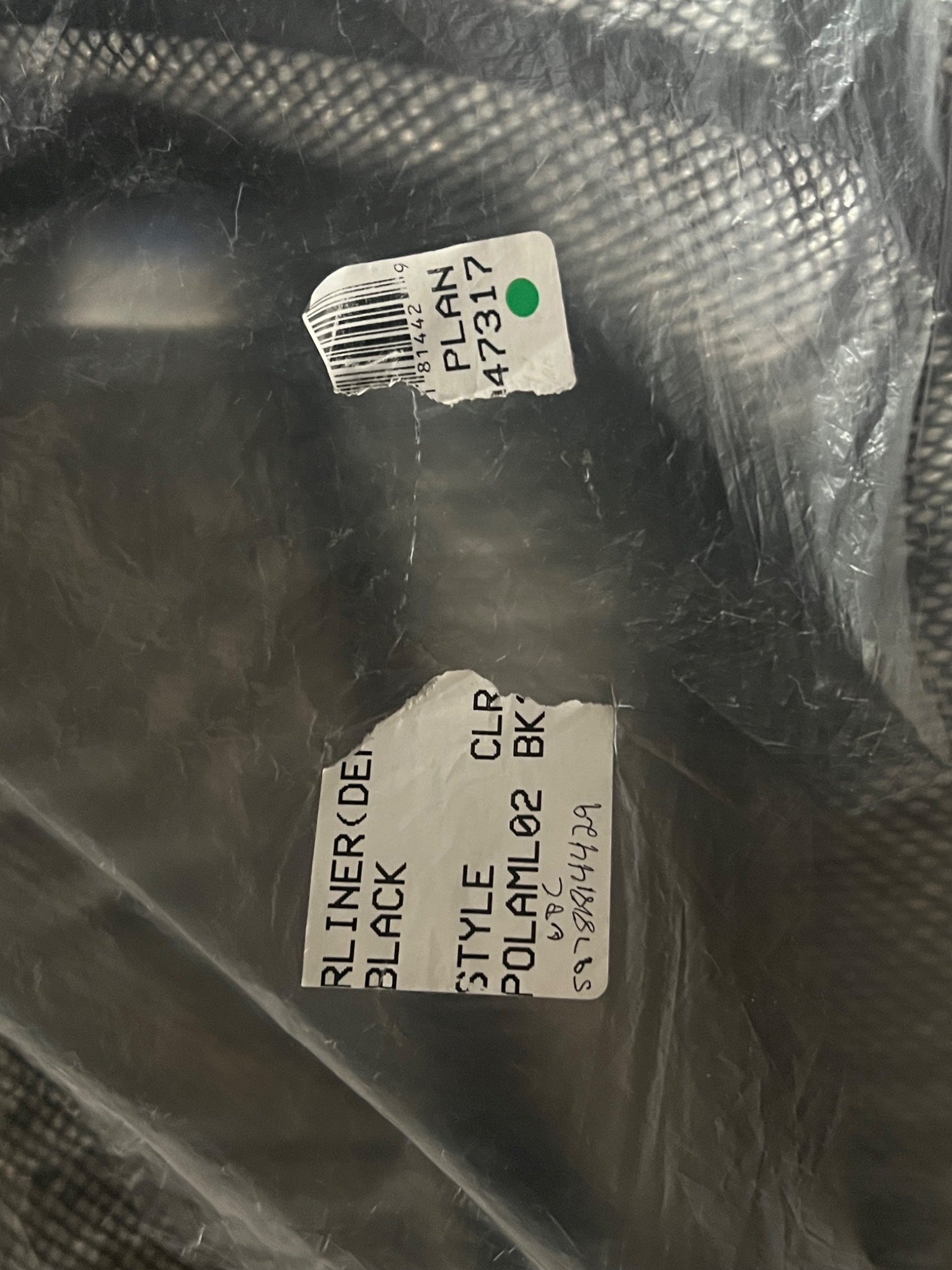 Black liner rod with labels on a clear background