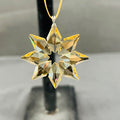 Gold star-shaped ornament on a neutral background