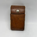 Vintage Brown Leather Camera Case – Star Snap Button – Folding Bellows Pouch