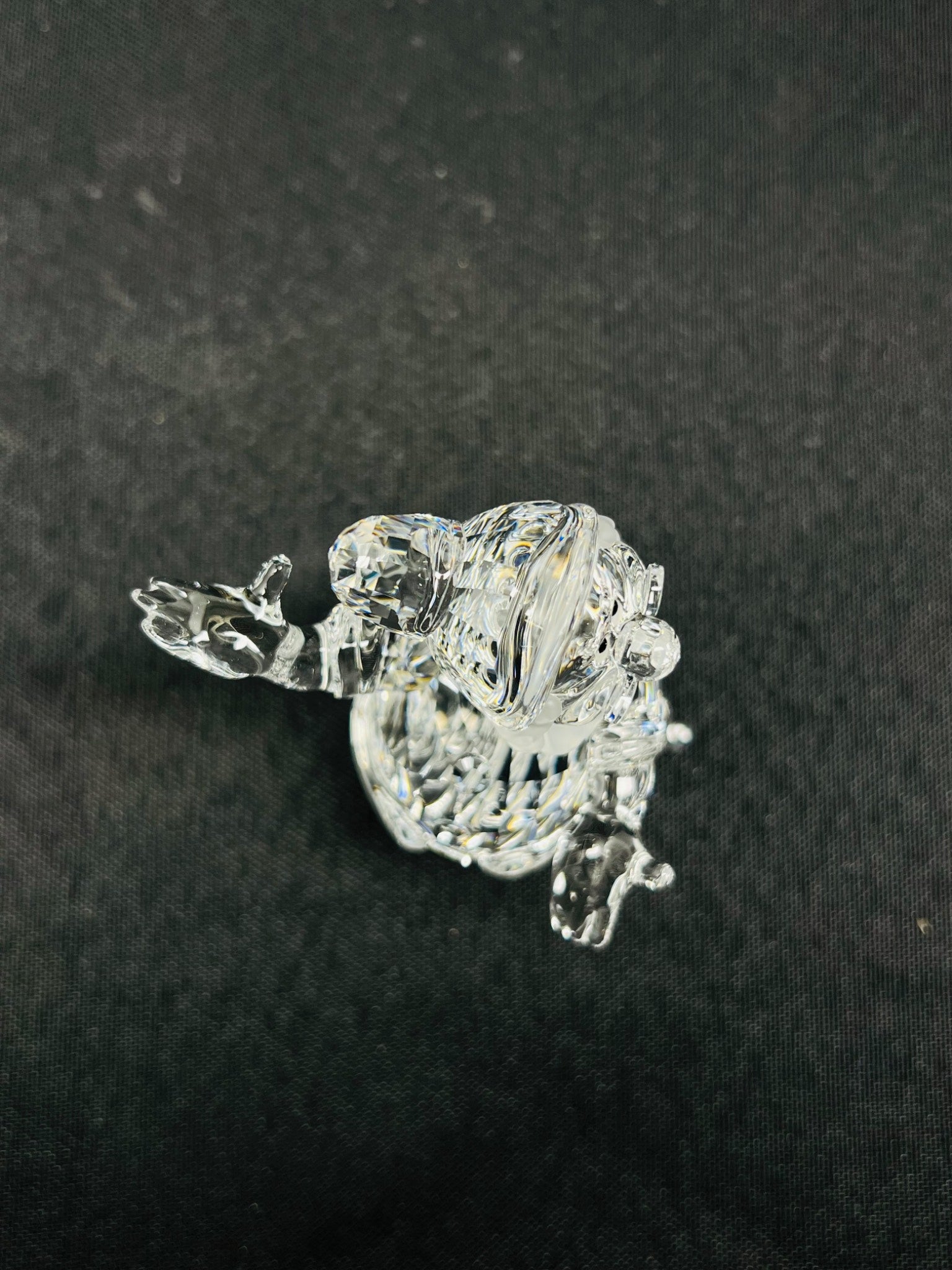 Crystal figurine of a horse on a dark background