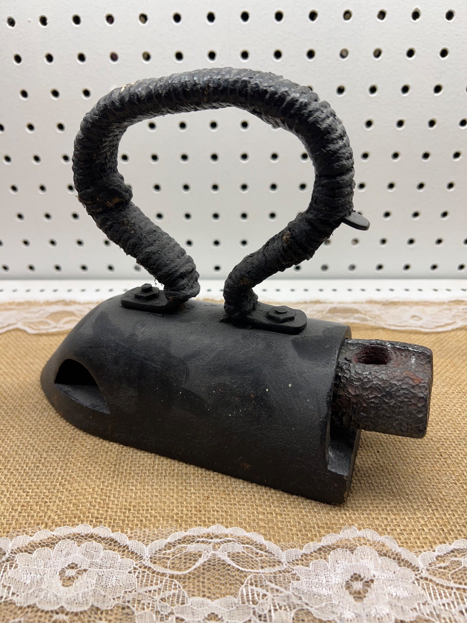 Antique Cast Iron Coal Iron with Detachable Slug