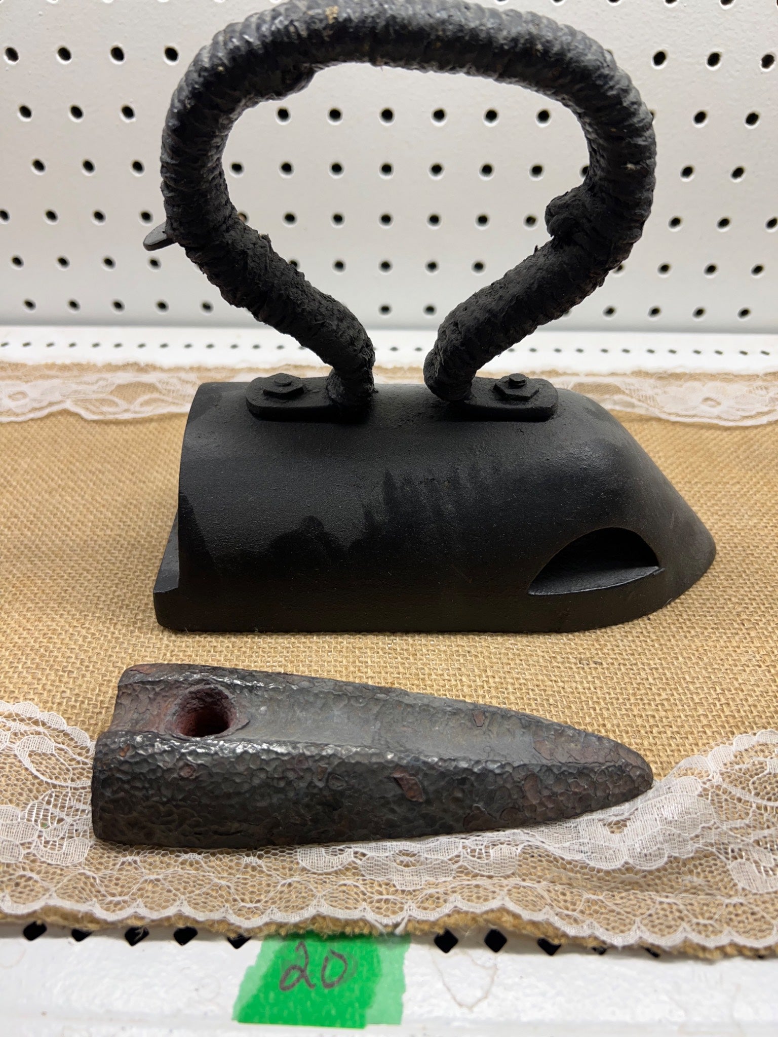 Antique Cast Iron Coal Iron with Detachable Slug