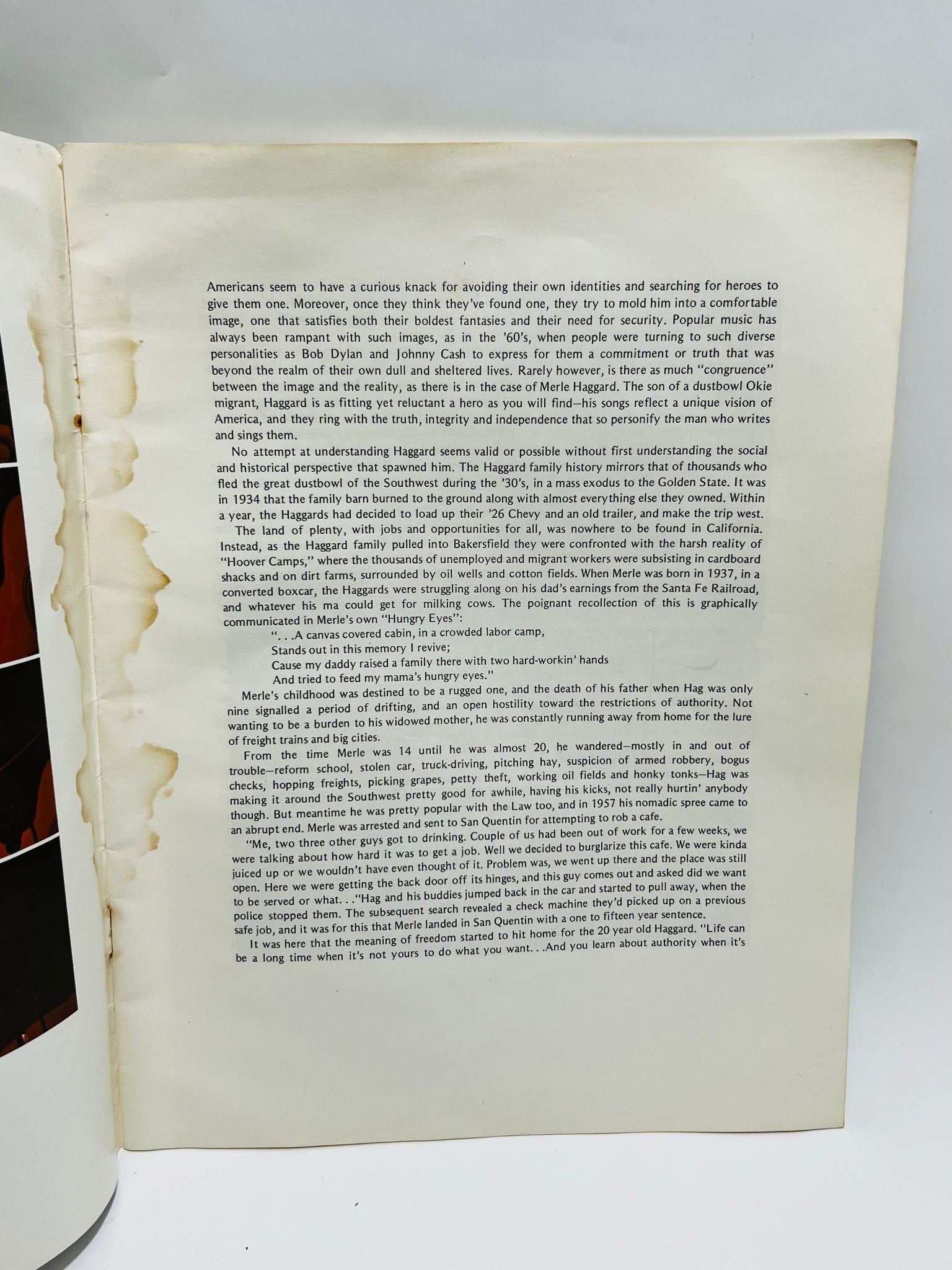 1971 Hag Merel Haggard Album Promotional Booklet