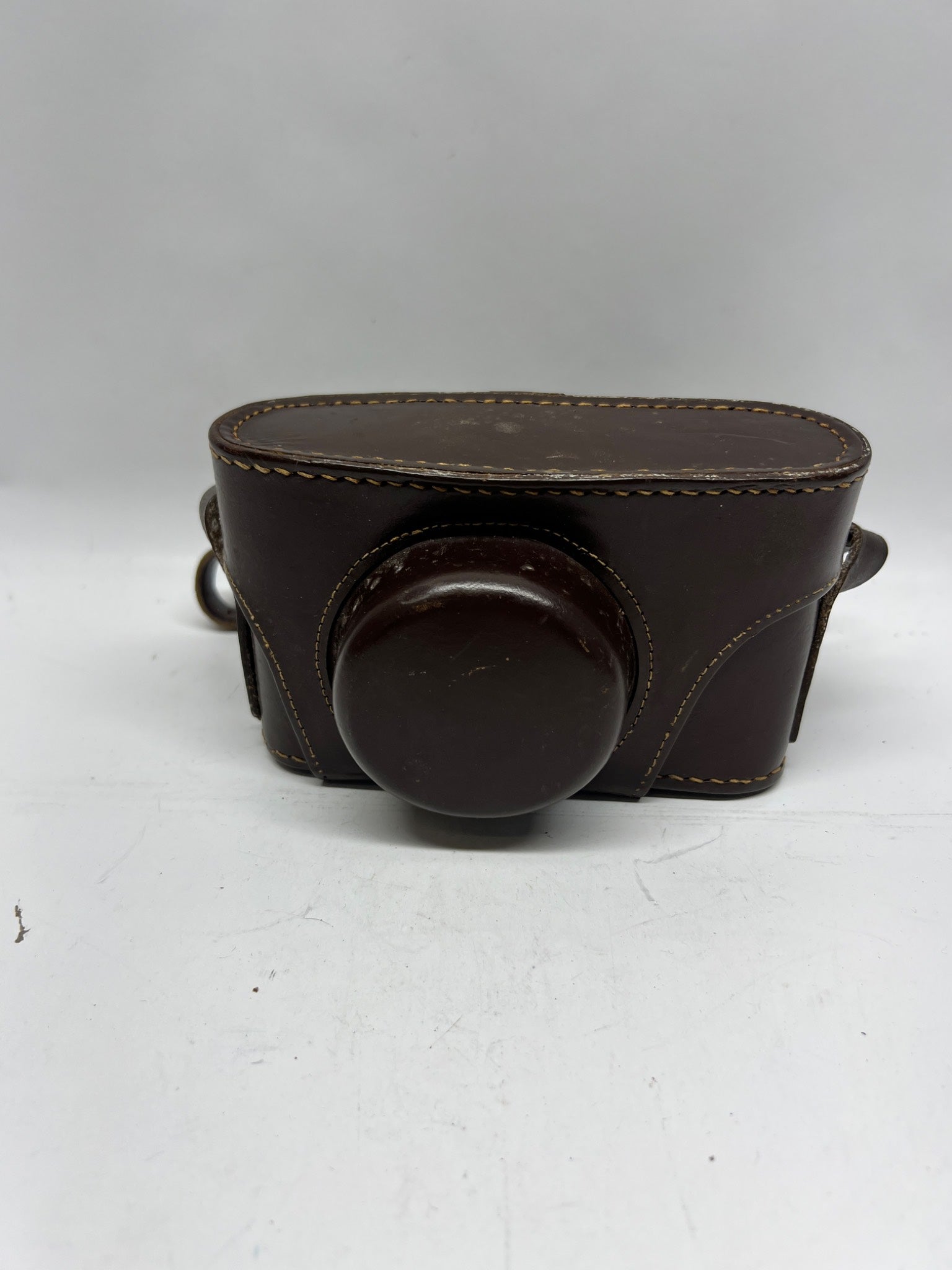Vintage Brown Leather Camera Case - Offset Lens Design