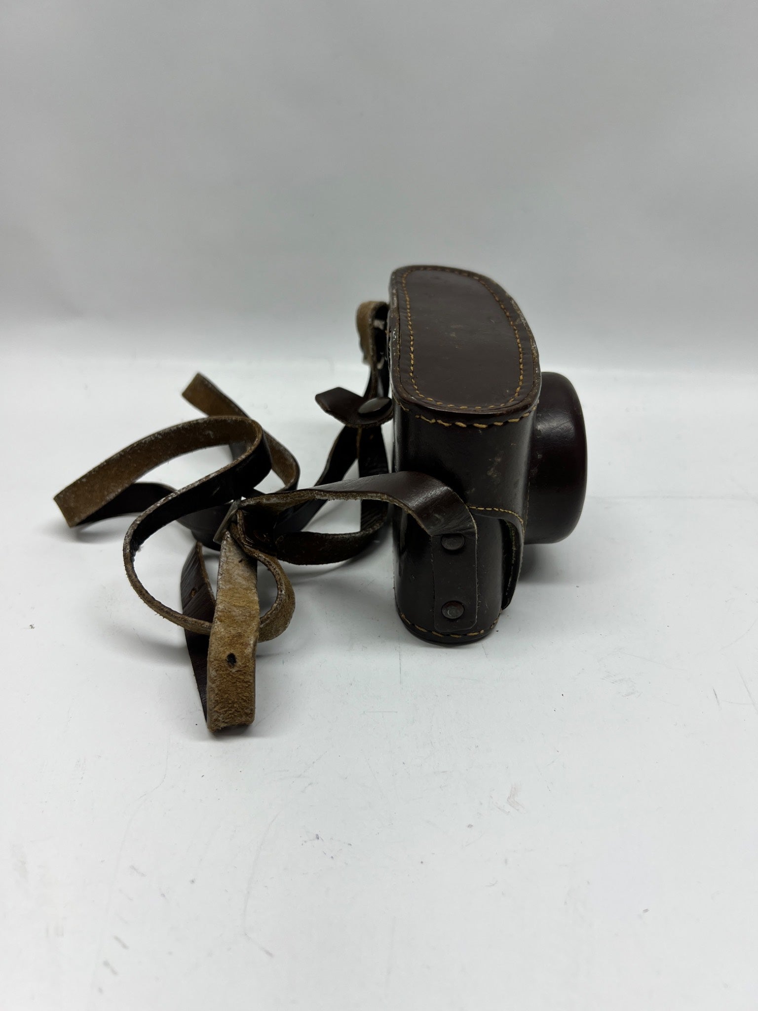 Vintage Brown Leather Camera Case - Offset Lens Design