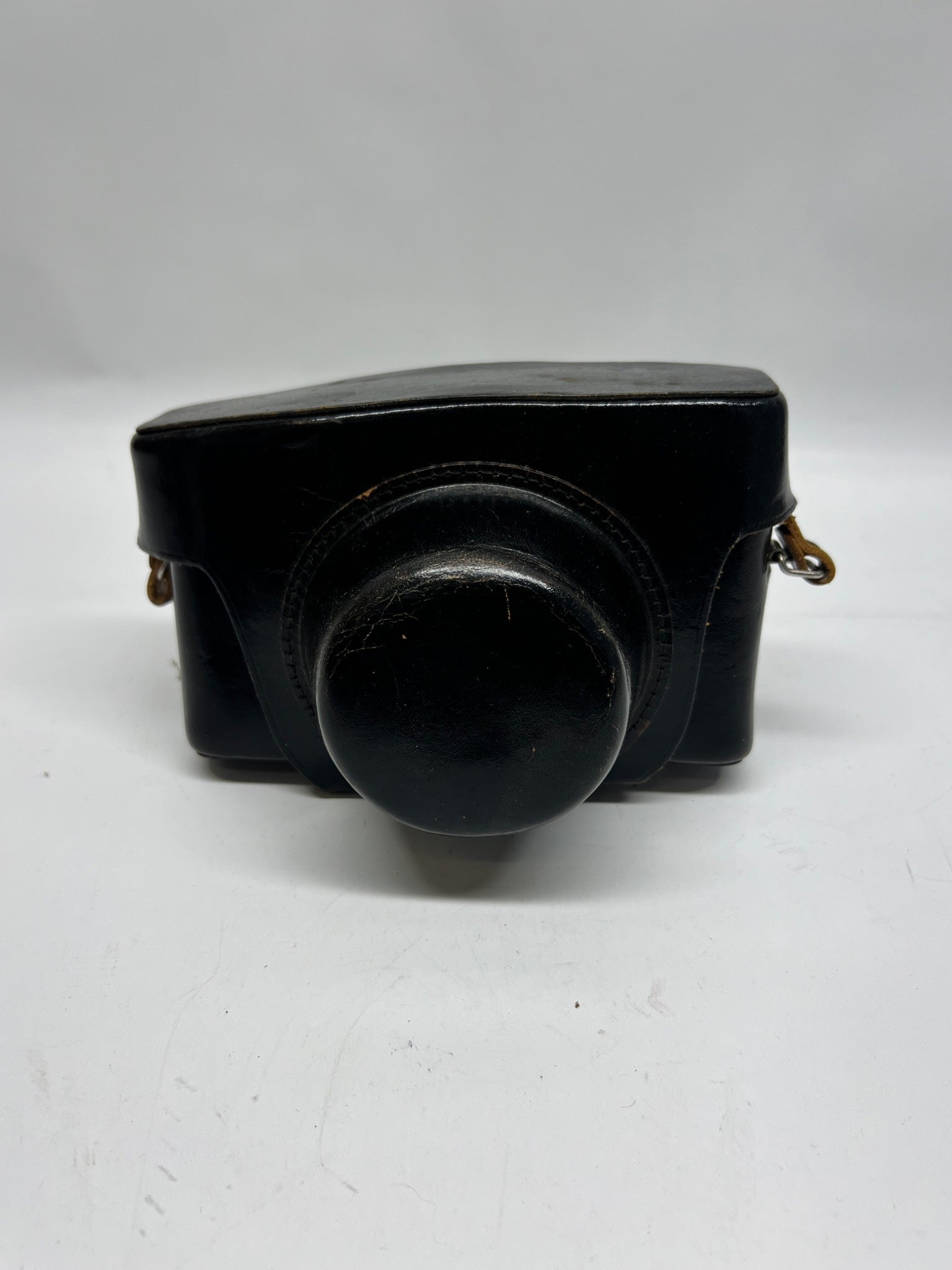 Black Leather Camera Case with Strap
