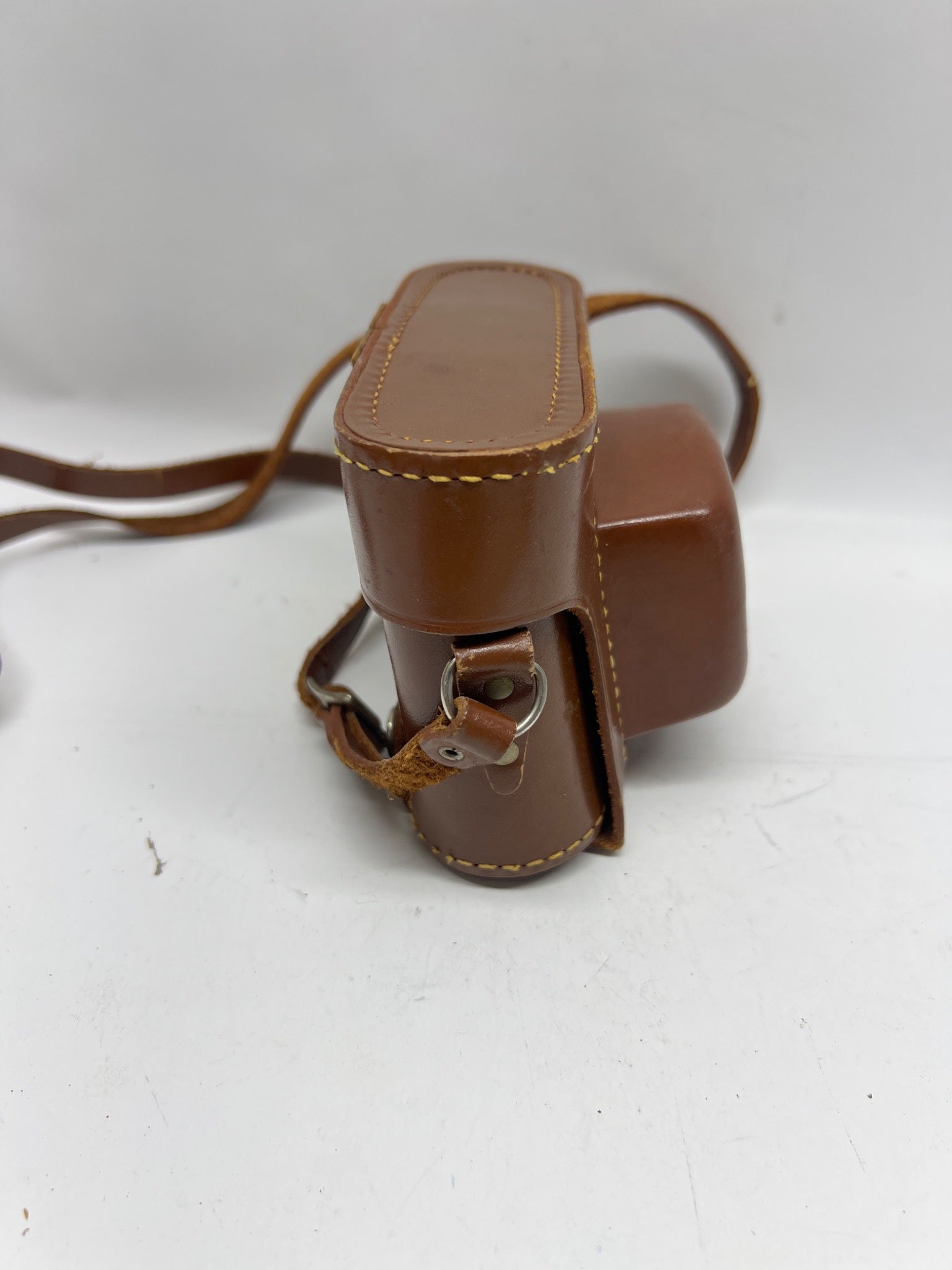 Vintage Brown Leather Camera Case - 6 Inch Wide