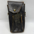 Vintage Brown Leather Folding Bellows Camera Case - Small Pouch
