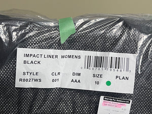 Black impact liner with a label on a gray background