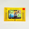 Packaged stamps from San Marino with a yellow border on a white background