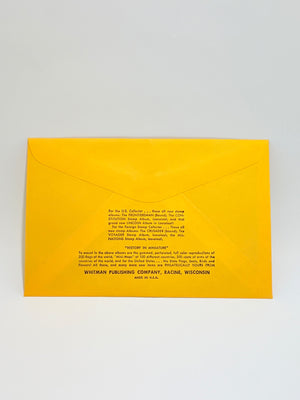 Yellow envelope with text on a gray background