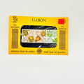 Stamps from Gabon in a collection box with yellow border and 'GABON' branding.