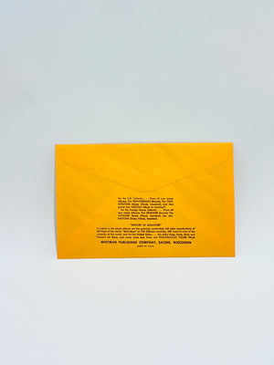 Yellow envelope with text on a light gray background