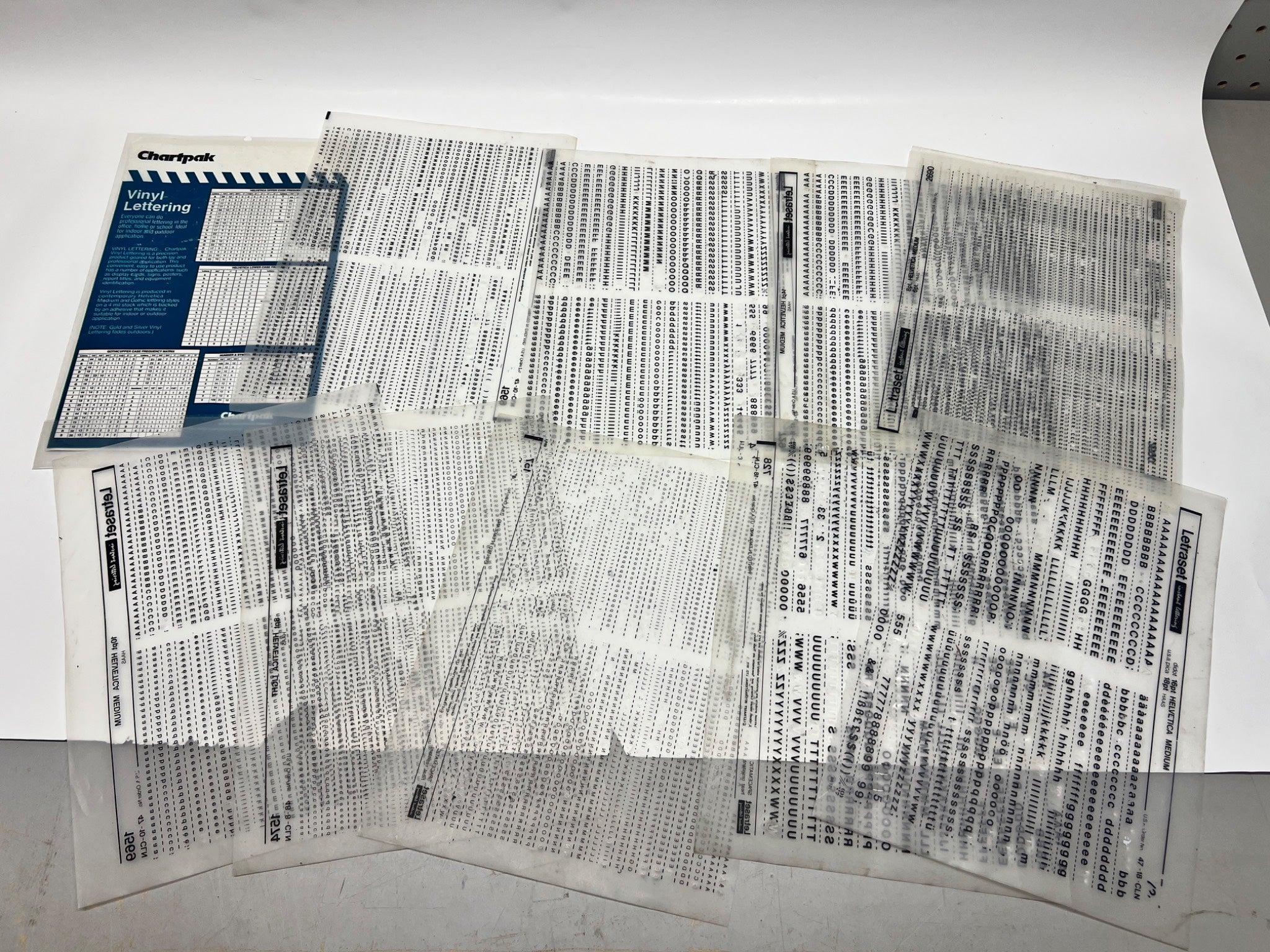Vintage Chartpak Dry Transfer Lettering Sheets - Assorted Lot