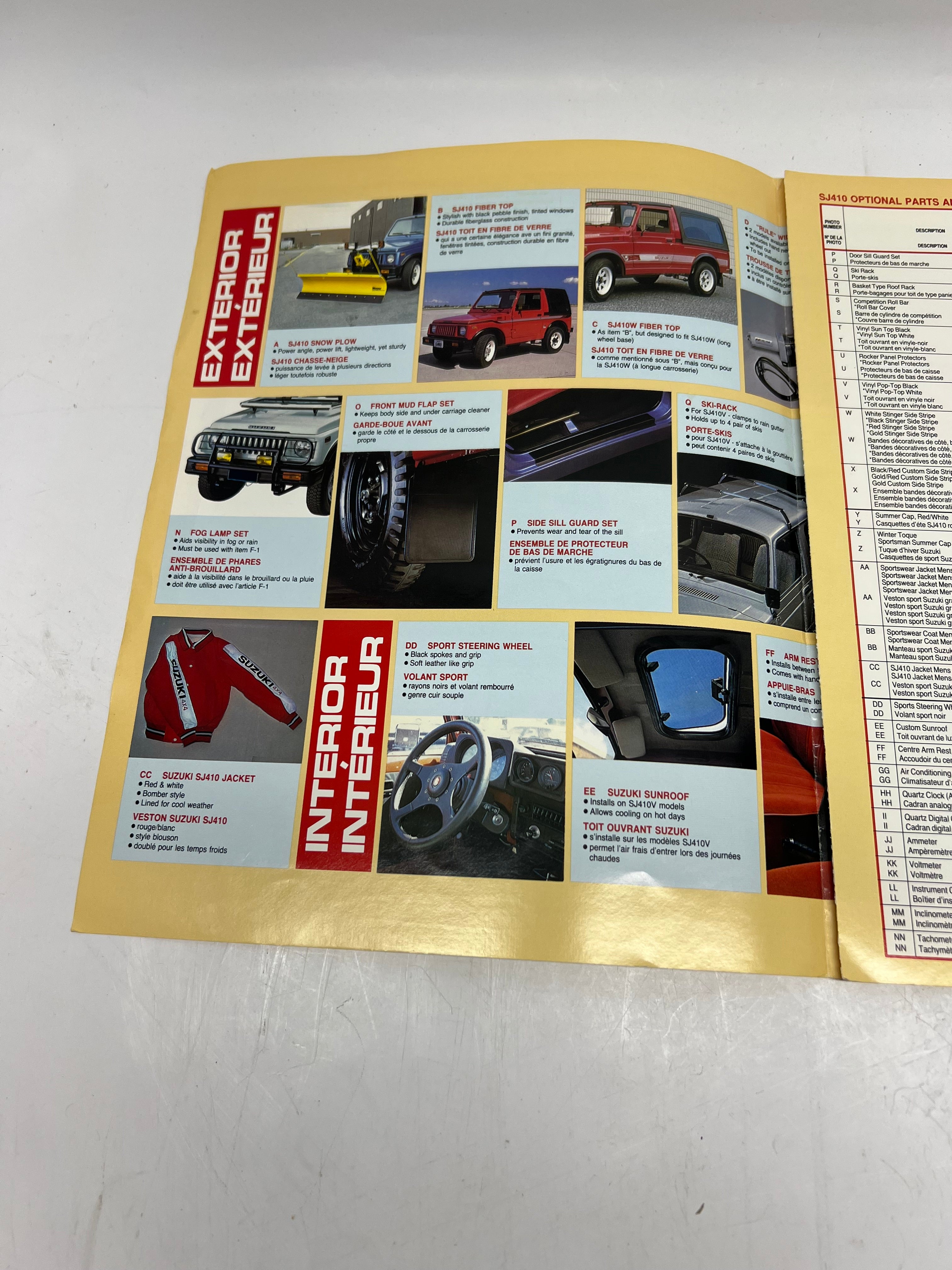 Vintage Suzuki SJ410 Optional Parts & Accessories Manual