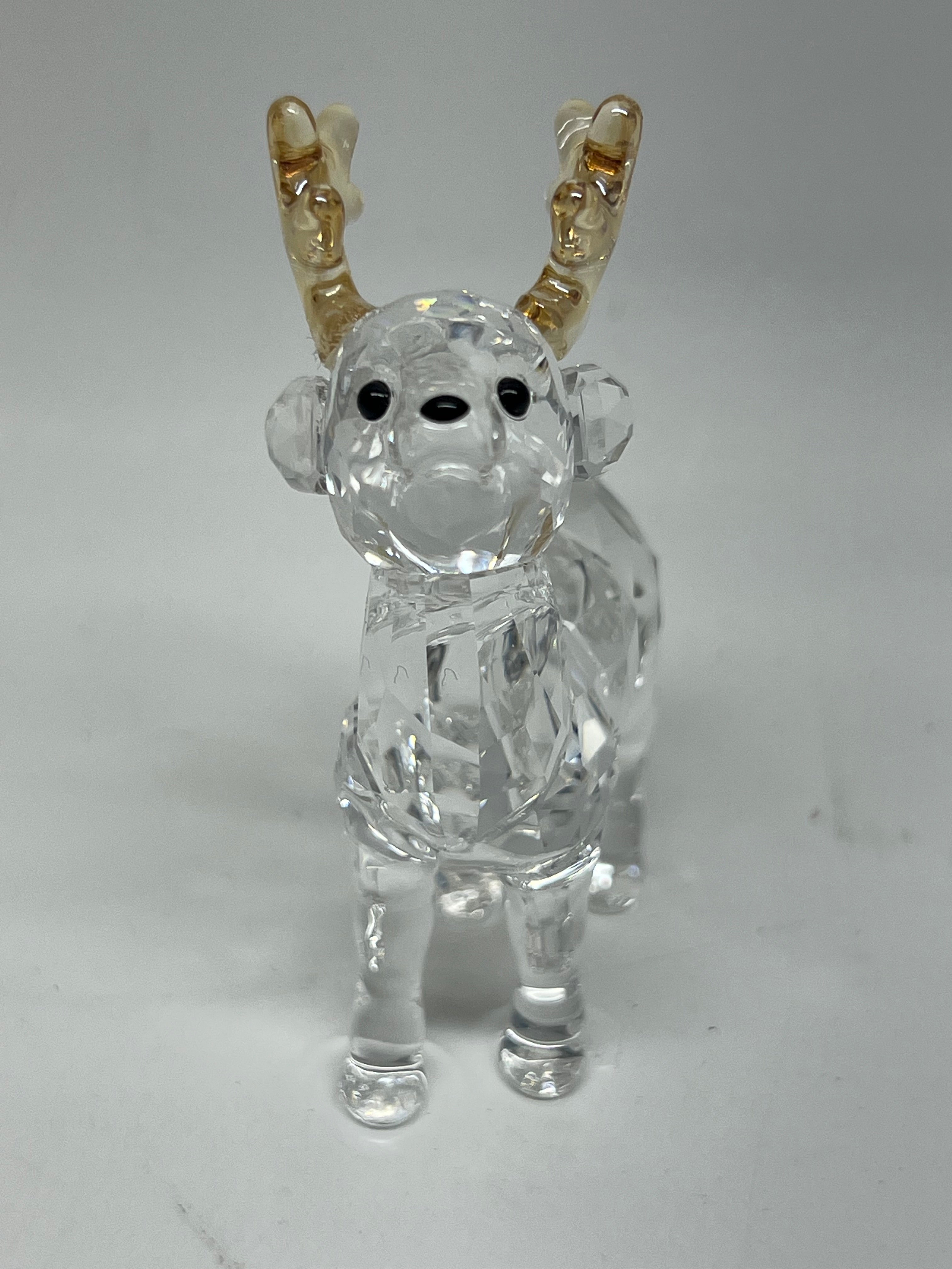 Swarovski Crystal Reindeer Figurine with Gold Antlers (Retired)