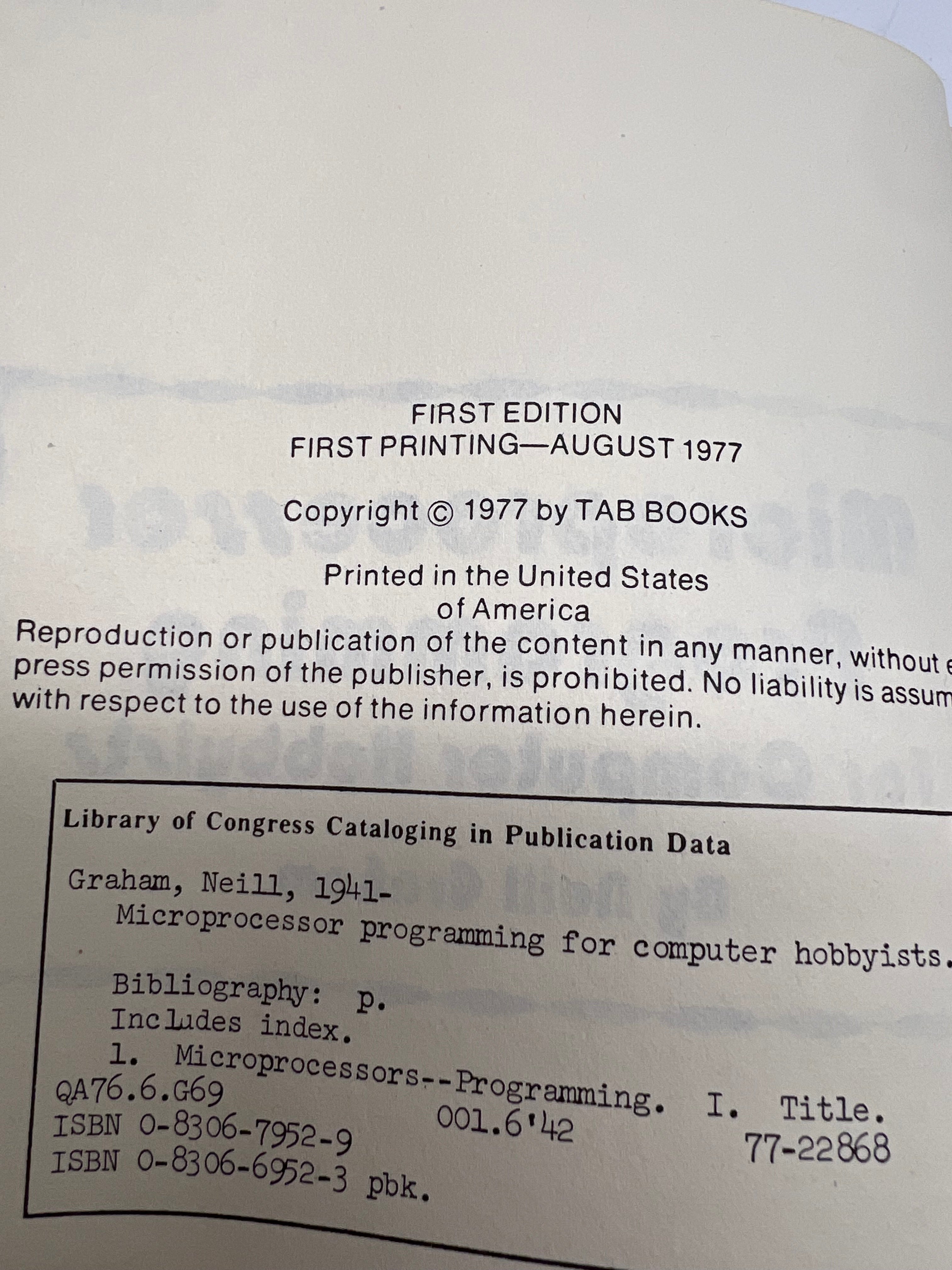 Vintage 1977 Microprocessor Programming for Computer Hobbyists Book - Neill Graham