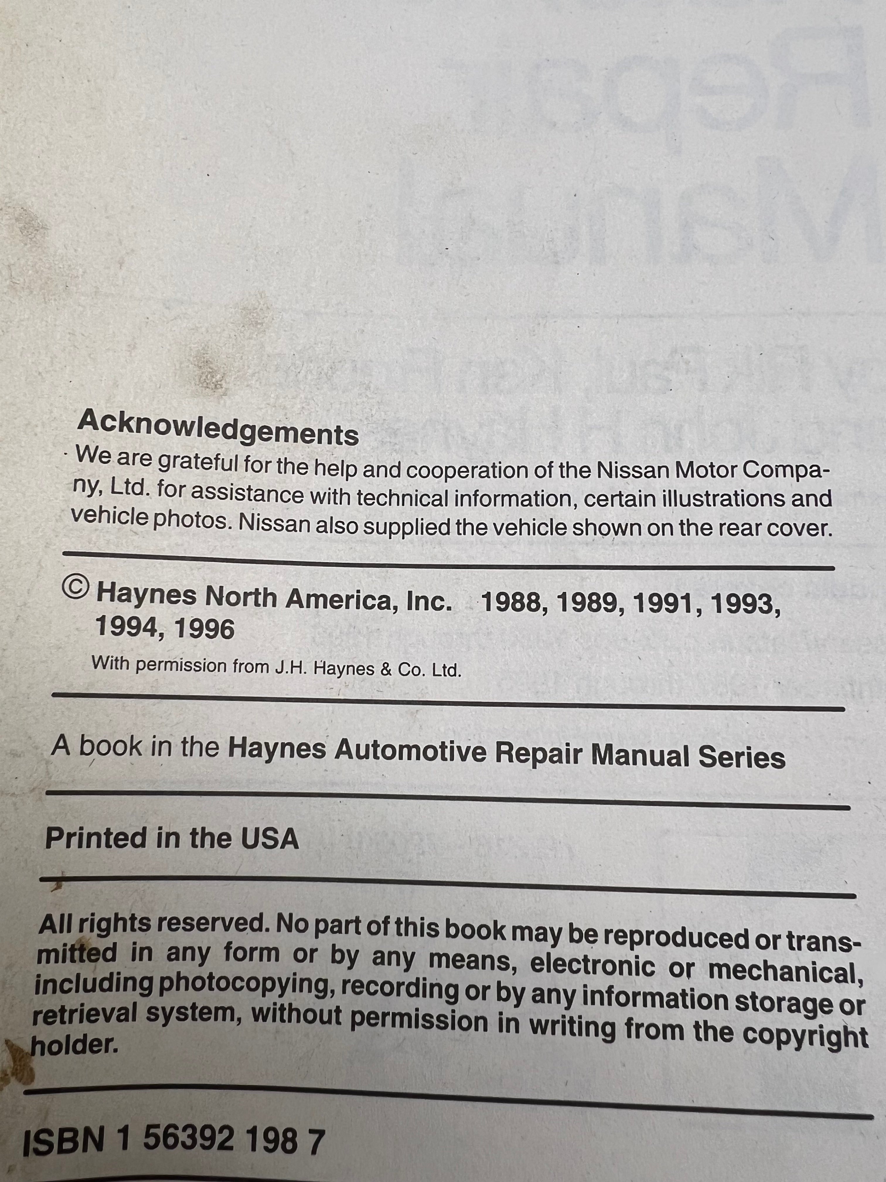 Haynes Repair Manual: Nissan/Datsun Pick-up & Pathfinder (1980-1996)