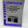 Vintage Clairtone 7975 Boombox Operation Manual - Rare