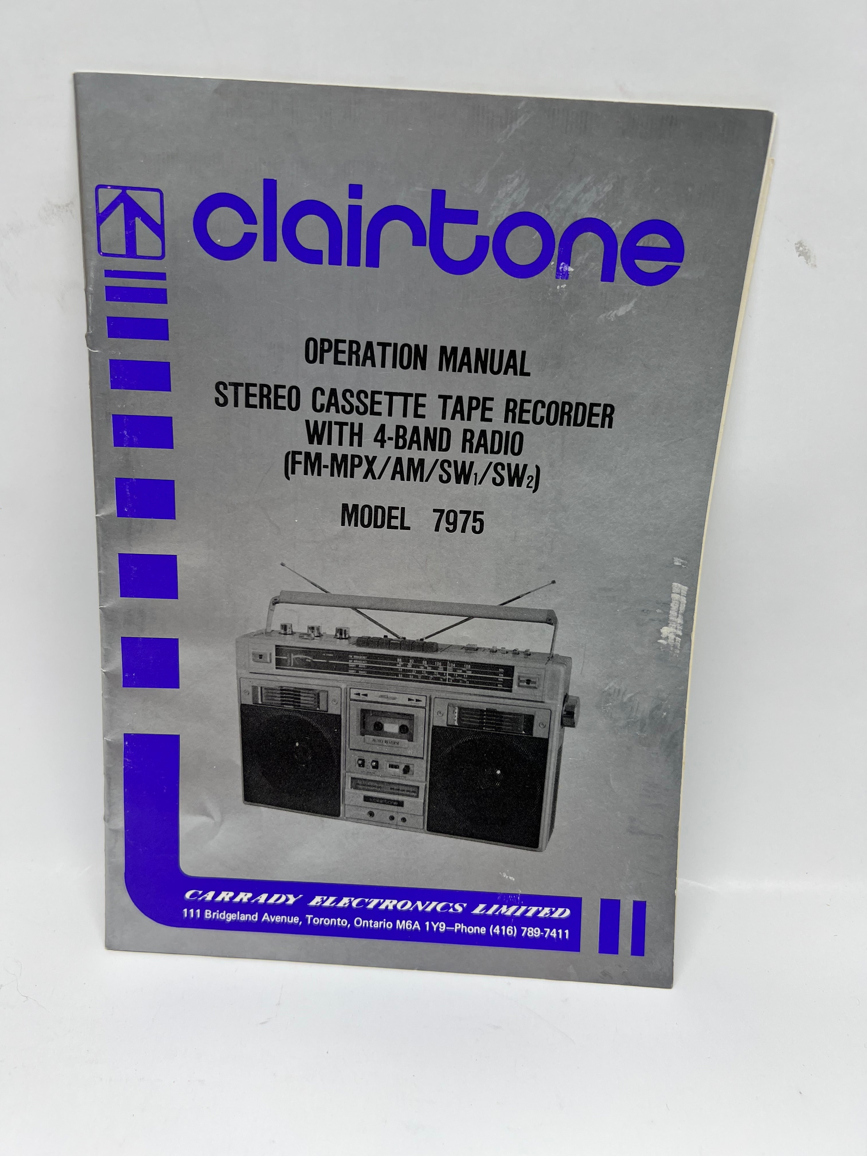 Vintage Clairtone 7975 Boombox Operation Manual - Rare