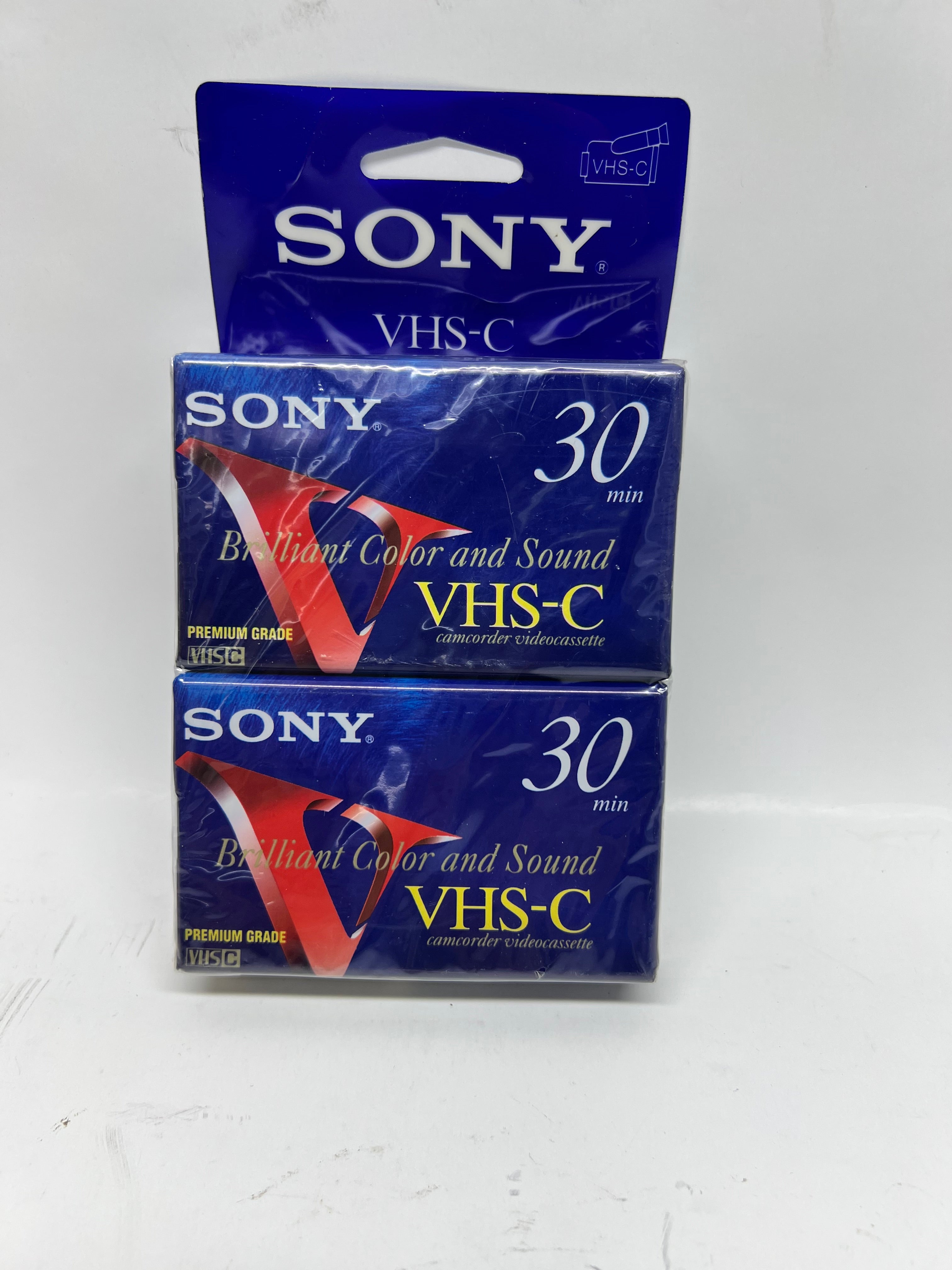 Brand New Sealed Sony VHS-C 30-Min Camcorder Videocassettes - 2 Pack