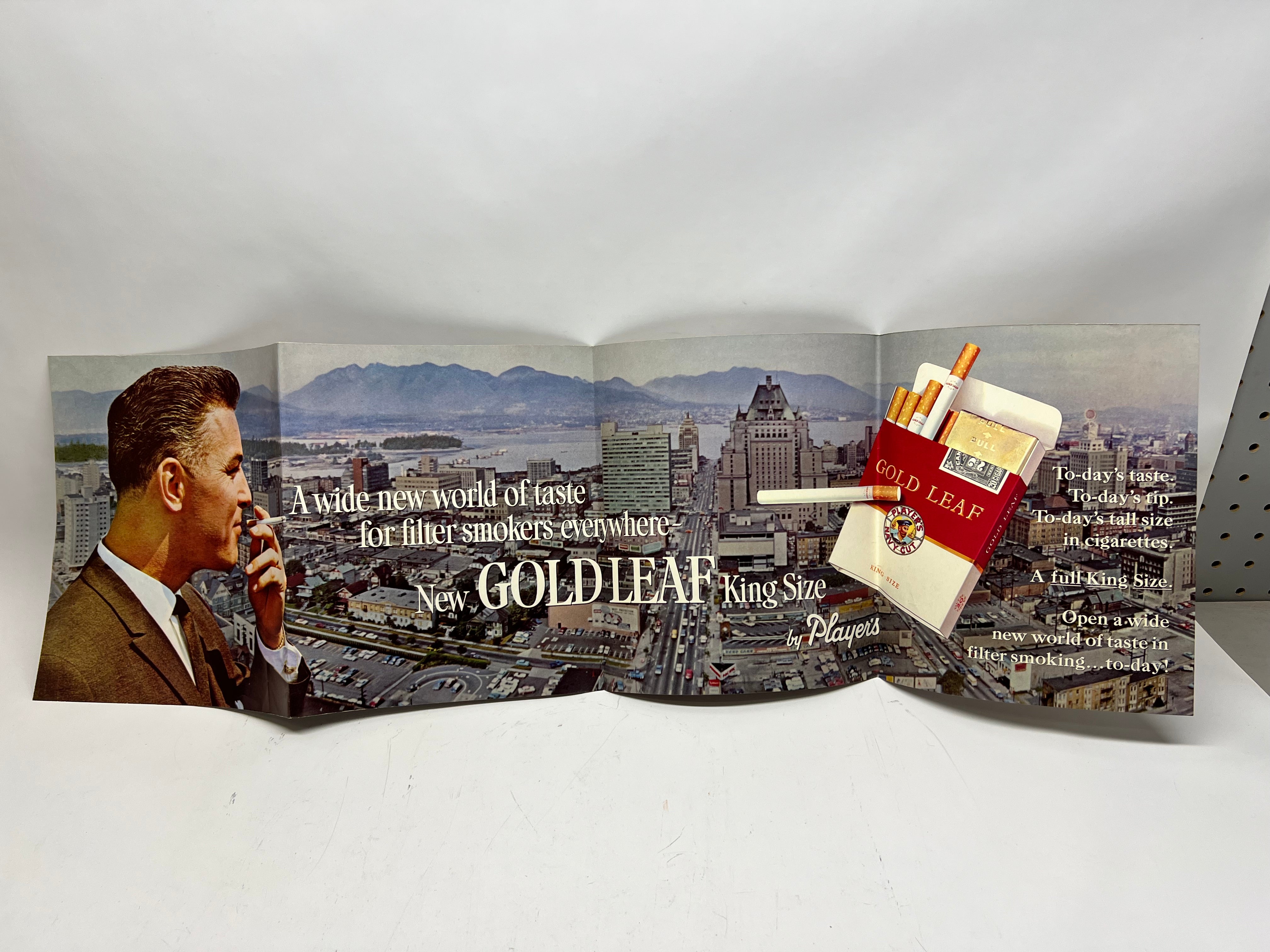 Rare 1960s Player’s Gold Leaf Fold-Out Ad – Vancouver Skyline Decor